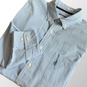 johnnie-O Shirt Men’s Size Large Light Blue Check Plaid Long Sleeve Button Down‎